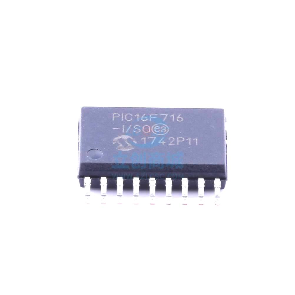 1 Pcs PIC16F716-I/SO SOIC-18_300mil 8-Bit 20MHz 3.5KB (2K x 14) PIC16F716-I/SO