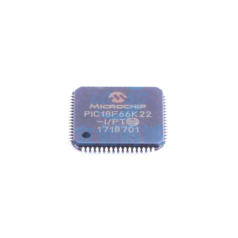 1 Pcs PIC18F66K22-I/PT TQFP-64_10x10x05P 8-Bit 64MHz 64KB (32K x 16) PIC18F66K22-I/PT