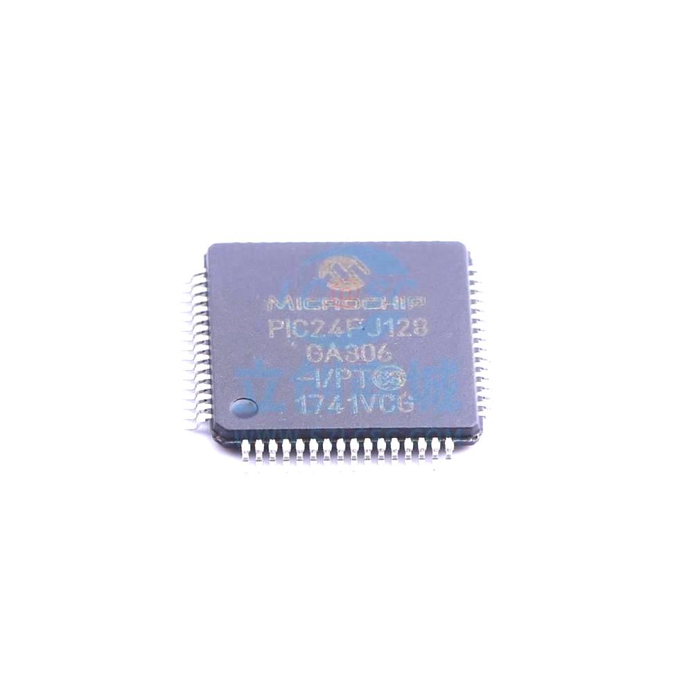 1 Pcs PIC24FJ128GA306-I/PT TQFP-64_10x10x05P 16-Bit 32MHz 128KB (43K x 24) PIC24FJ128GA306-I/PT